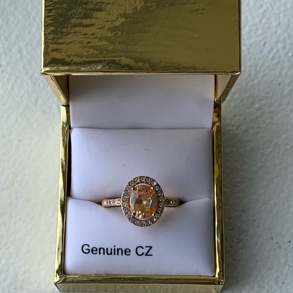 CZ oval  champagne ring —7